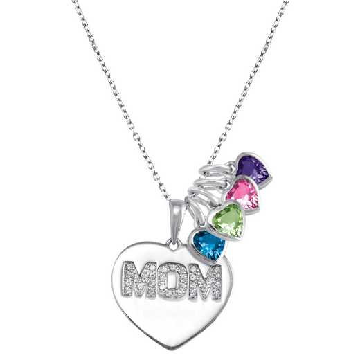 Heart-Shaped Mom Pendant with 1-4 Birthstones: Evermore
